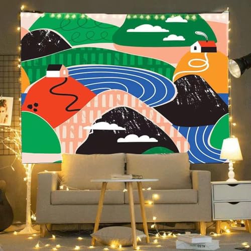 Wandteppich Abstraktes Rotblau Wandtuch Polyester Waschbar Tapestry Wandteppiche Aesthetic für Schlafzimmer Wohnzimmer Dorm Wand Teppiche Decor Wandbehang 150x100 cm von RMJCXYS