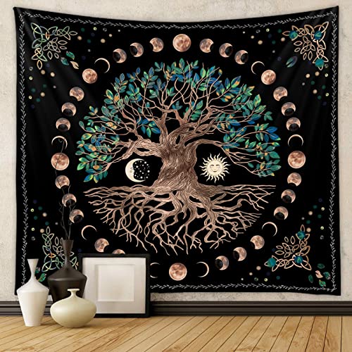 Wandteppich Braun Grüner Baum Wandtuch Polyester Waschbar Tapestry Wandteppiche Aesthetic für Schlafzimmer Wohnzimmer Dorm Wand Teppiche Decor Wandbehang 150x100 cm von RMJCXYS