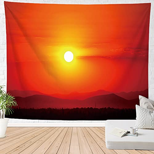 Wandteppich Rot Gelb Sonne Wandtuch Polyester Waschbar Tapestry Wandteppiche Aesthetic für Schlafzimmer Wohnzimmer Dorm Wand Teppiche Decor Wandbehang 150x100 cm von RMJCXYS