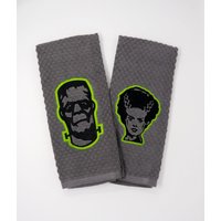Frankenstein Und Braut Küche Frottee Waffel Handtücher - Grau von RMJHandcraft