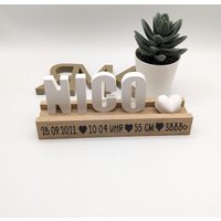 Geburtsgeschenk | Namensleiste Mit Geburtsangaben Personalisiertes Geschenk Zur Geburt Holzleiste Namen von RMKDeco3DPrint
