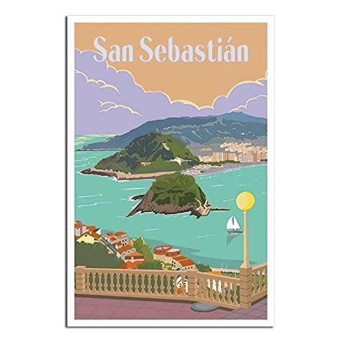 RMLKS San Sebastián Poster Vintage Reise Poster Zimmer Deko Wanddekoration Poster Geschenk von RMLKS