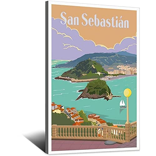 RMLKS San Sebastián Poster Vintage Reise Poster Zimmer Deko Wanddekoration Poster Geschenk von RMLKS