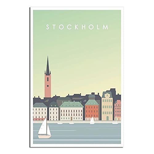 RMLKS Stockholm Schweden Vintage-Reise-Poster, Raumdekoration, Wanddekoration, Poster Geschenk von RMLKS