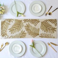 Wholesale Perlen Weiß Und Gold Läufer Tischset von RMUHOMEDECOR