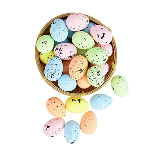 RNCOZE 100 Stück Ostereier Ornament bunte Schaumstoffeier Fake Vogel Eier künstliche gesprenkelte Taubeneier Ostereier für Ostern Zuhause festliche Dekoration (3 cm) von RNCOZE