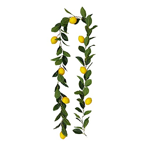RNCOZE Künstliche Zitronen-Girlande, künstliche Blumen, Frühlingsgirlande, künstliche Zitronengirlande mit grünen Blättern, für Zuhause, Büro, Wanddekoration (194,8 cm) von RNCOZE