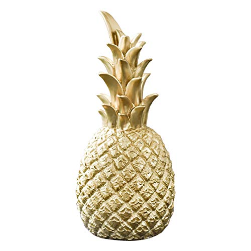 RNCOZE Nordische Ananas-Bastelarbeiten, kreative Ananas-Ornamente, Kunstharz, Obstform, Schreibtisch-Ornament, Statuen, Basteln für Wohnzimmer, Zuhause, Desktop-Dekoration (Gold L) von RNCOZE