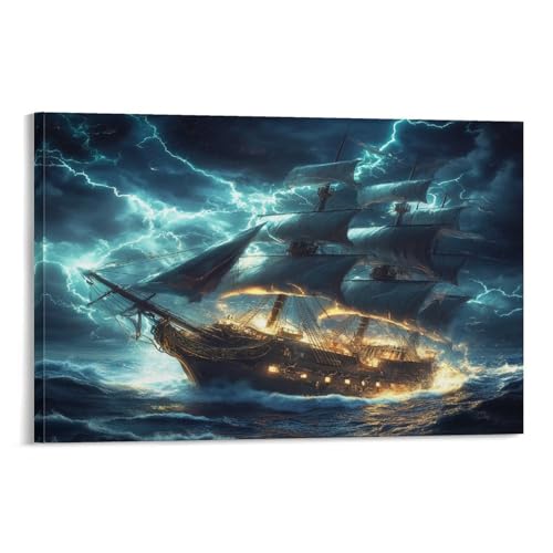 RNDKAUUIE Segelboot Wandbild Leinwand Gemälde Wand-DekoRatteionen Poster Kunstdruck Für Bad Schlafzimmer WanddekoRatteion 16x24inch(40x60cm) von RNDKAUUIE