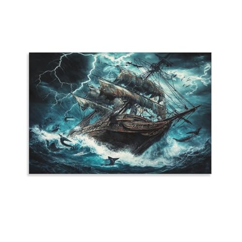 RNDKAUUIE Segelboot Wandbild Leinwand Gemälde WanddekoRatteion Wandposter Kunstdruck Für Schlafzimmer WanddekoRatteion Gerahmt 20x30inch(50x75cm) von RNDKAUUIE