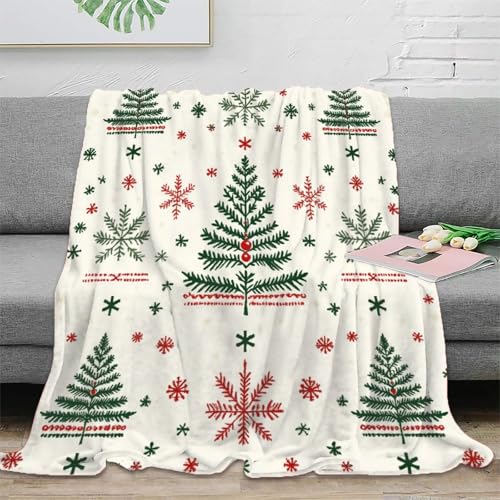 RNDKAUUIE Weihnachtsbaum Muster Decke Mit 3D-Digitaldruck Kuscheldecke, Flanelldecke, Weich Wohndecke, Sofadecke Decke Für Kinder Jungen Erwachsene Kuscheldecken 40x50inch(100x130cm) von RNDKAUUIE