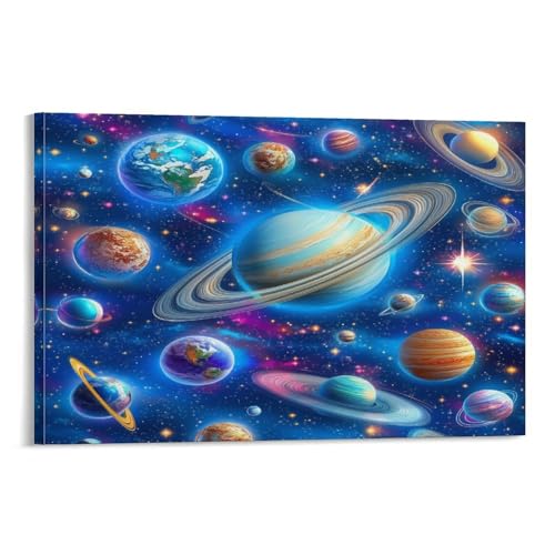RNDKAUUIE kosmische Planeten Wandbild Leinwand Gemälde Wand-DekoRatteionen Wandposter Kunstdruck Für Schlafzimmer WanddekoRatteion Gerahmt 08x12inch(20x30cm) von RNDKAUUIE