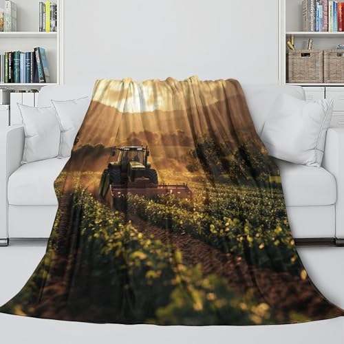 Traktor für landwirtschaftliche Betriebe Kuscheldecke Fleecedecke, 3D Flauschige Weich Und Warm Microfaser Leichte Plüsch Wohndecke Sofadecke/Tagesdecke Für Sofa Und Bett 60x80inch(150x200cm) von RNDKAUUIE