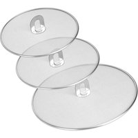 3-teiliger Spritzschutz, Anti-Spritzer-Pfannendeckel, Fettspritzschutz für Pfannen, Spritzschutz aus Edelstahl für Pfannendeckel (33 cm, 29 cm, 25 cm) von RNEMITERY