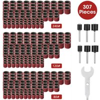 307-teiliges Schleiftrommel-Set, Schleiftrommel-Set für Bandschleifer - 300 Stück Schleifbänder (80/120/240) + 6 Stück Trommelspindeln für von RNEMITERY