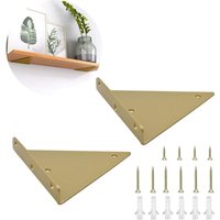 Rnemitery - 2 Stück dreieckige Metallhalterungen mit Montagezubehör für Lagerregale, Küchenregale (8 x 10 cm, Gold) von RNEMITERY