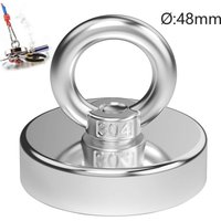 Rnemitery - Leistungsstarker Neodym-Magnet, Durchmesser 48 mm, 75 kg Zugkraft für Industrie und Wissenschaft, Magnetfischen von RNEMITERY