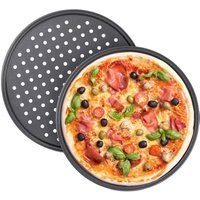 Rnemitery - Set mit 2 runden, perforierten, antihaftbeschichteten Pizzaformen aus grauem Kohlenstoffstahl, ø 32 cm Rnemitery - Set mit 2 runden, perforierten, antihaftbeschichteten Pizzaformen aus grauem Kohlenstoffstahl, ø 32 cm von RNEMITERY