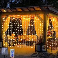 Solar-Lichterkette, verbesserte Solar-Vorhang-Lichter, warmweiß, Fernbedienung, Garten-Außenbeleuchtung, 300 LEDs, 8 Modi, Fernbedienung, Solar-Lichterkette, verbesserte Solar-Vorhang-Lichter, warmweiß, Fernbedienung, Garten-Außenbeleuchtung, 300 LEDs, 8 Modi, Fernbedienung, von RNEMITERY