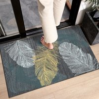 Teppich für Wohnzimmer und Schlafzimmer, weicher Samtflor mit goldblauen Federmustern, 80 x 120 cm – Dekoration – Innenmöbel Teppich für Wohnzimmer und Schlafzimmer, weicher Samtflor mit goldblauen Federmustern, 80 x 120 cm – Dekoration – Innenmöbel von RNEMITERY