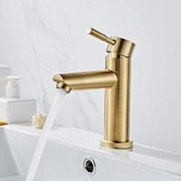 Waschbecken-Wasserhahn, Badezimmer-Wasserhahn, modernes, elegantes Design, Waschbecken-Mischbatterie aus gebürstetem Goldmessing, heißes und kaltes Waschbecken-Wasserhahn, Badezimmer-Wasserhahn, modernes, elegantes Design, Waschbecken-Mischbatterie aus gebürstetem Goldmessing, heißes und kaltes von RNEMITERY