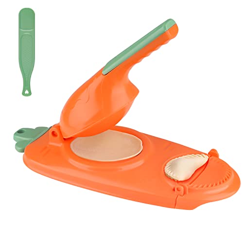 RNHDLY 2 in 1 Dumpling Maker Machine, Teigtaschenformer, Manuelle Teigpresse, Teigtaschen Maker, Knödelformdruck, Teigtaschen-Hautmacher, Knödelmaschine, Easy-tool für Dumpling Make (Orange) von RNHDLY