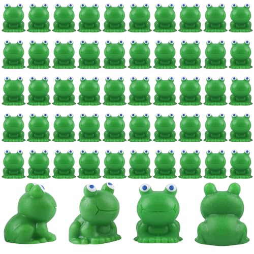 RNHDLY 50 Stück Mini Frösche, Mini Harz Frosch Figuren Mini Figuren Kleine Frösch, Mini Frösche Figuren für Aquarium Garten Landschaft Puppenhaus Topfdekorationen zum Selbermachen von RNHDLY