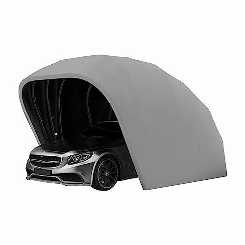 RNQZ Edelstahl-Carport, Autoüberdachung, Autoüberdachung, Autogarage, Autoschuppen, Autohaus, Parkplatz, faltbar, einziehbar, L5,5 m x B 2,5 m x H 2,3 m,Grau von RNQZ