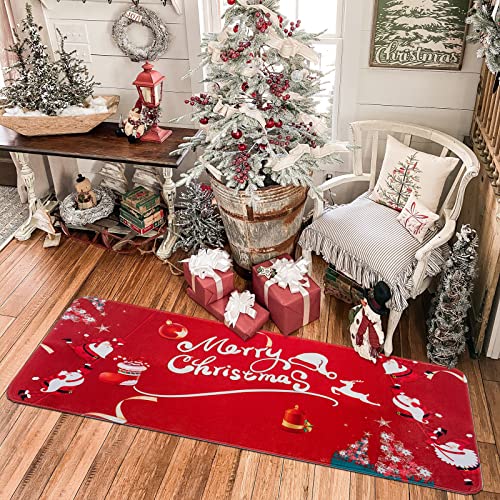 RNSSEZ Weihnachten Teppich Läufer, Teppichläufer Weihnachten Collection Waschbarer Modernes Design, für Küche, Wohnzimmer, Büro, Kinderzimmer - Weihnachten Läufer Flur rutschfest (60 * 180 cm) von RNSSEZ