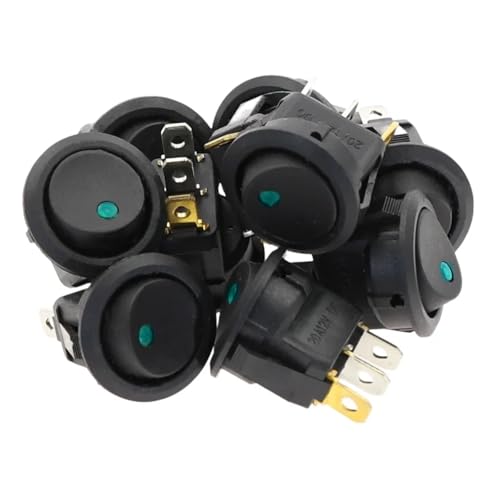 10Pcs green 220V 3 pins ON-OFF led Rocker Switch LED illuminated Car Dashboard Dash Toggle RNUMLIGH von RNUMLIGH