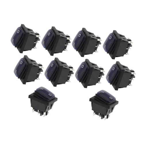 10pcs 2D6P-BLUE 30x22mm Rocker Switch Red LED 220V 16A 250VAC KCD4-201 DPST Switchs 6pin RNUMLIGH von RNUMLIGH