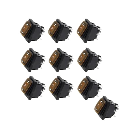 10pcs 3D6P-YELLOW Von-off-on 220V Heavy Duty 6 pin DPDT Auto Boat Marine Toggle Rocker Switch with LED 30x22mm RNUMLIGH von RNUMLIGH