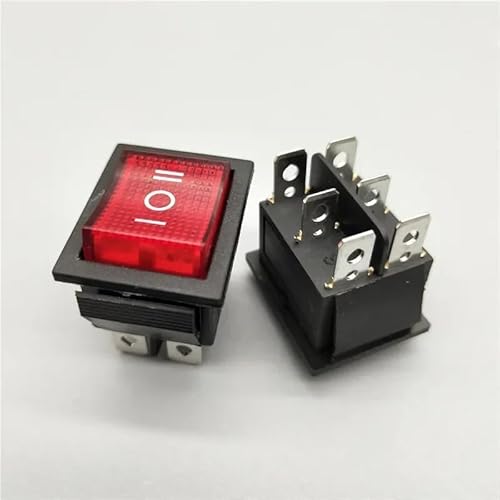1Pcs KCD4 Power Rocker Switch ON-OFF-ON 3 Position 6 With Red Light 16A 250VAC/ 20A 125VA RNUMLIGH von RNUMLIGH