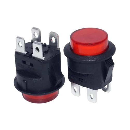 1pc red button 4 pin terminals switch Self locking manual reset with cover/cap RNUMLIGH von RNUMLIGH