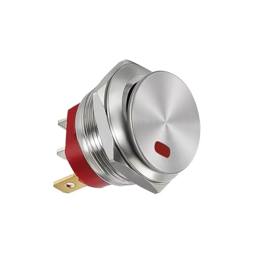 1pcs style2 red 12-24V Metal button boat switch round self-locking 2-speed 3-pin 22mm15A with lamp self-repair RNUMLIGH von RNUMLIGH
