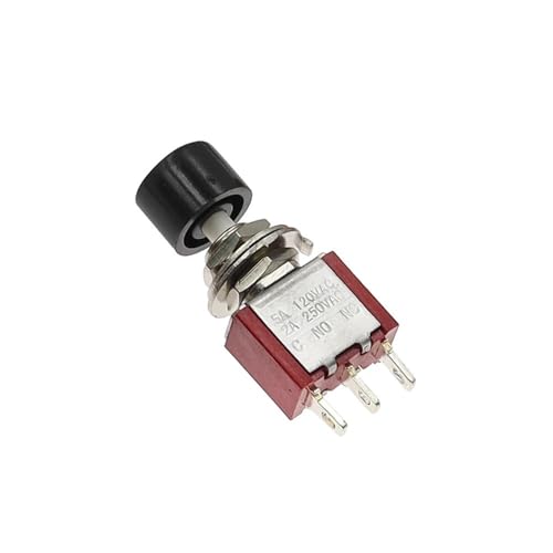 2PC PS102 Black 6mm 3Pin 2 Position Momentary Automatic Push Button Switch ON OFF 5A125V/2A250V Toggle RNUMLIGH von RNUMLIGH