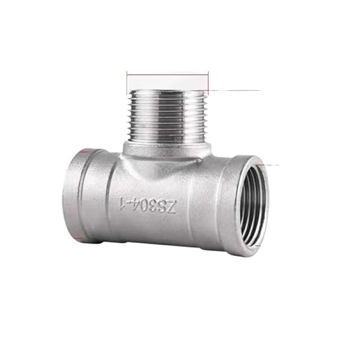 DN8/DN15/DN40 3-Wege-T-Rohrverschraubung, Außengewinde und Innengewinde, 1/4 Zoll, 1/2 Zoll, 3/4 Zoll, 1 Zoll, 1-1/4 Zoll, 1-1/2 Zoll Gewinde, 304 Edelstahl, RNUMLIGH(F x M x F,1 cm) 1/10 mm. 0,2 cm) von RNUMLIGH