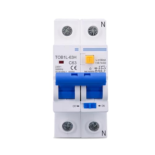RNUMLIGH 1pc TOB1L-63H 2P 6A 230V AC 50Hz/60Hz Cut L N Residual Current Circuit Breaker RNUMLIGH 1pc TOB1L-63H 2P 6A 230V AC 50Hz/60Hz Cut L N Residual Current Circuit Breaker von RNUMLIGH
