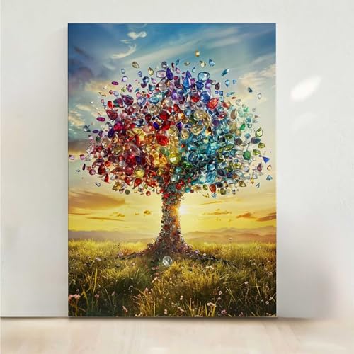 Baum Diamond Painting, 5D Blume Diamond Painting Erwachsene Diamant Malerei DIY Steine Kristall Kunst Bastelnset Erwachsene Anfänger Set, zur Zimmer Wanddeko, Geschenke für Frauen 60x80cm PjY5495 F-N von RNXAOPEN