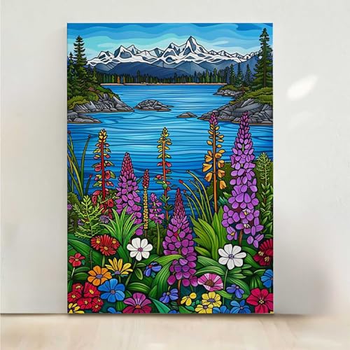 Blume Diamond Painting, 5D Berg Diamond Painting Erwachsene Diamant Malerei DIY Steine Kristall Kunst Bastelnset Erwachsene Anfänger Set, zur Zimmer Wanddeko, Geschenke für Frauen 80x100cm PjY3227 M-5 von RNXAOPEN