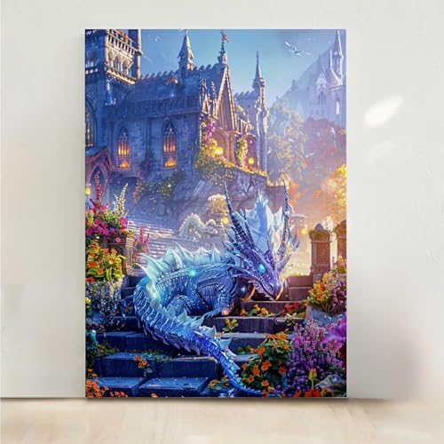 Blume Diamond Painting, 5D Drachen Diamond Painting Erwachsene Diamant Malerei DIY Steine Kristall Kunst Bastelnset Erwachsene Anfänger Set, zur Zimmer Wanddeko, Geschenke 80x100CM PjY5539 F-G von RNXAOPEN