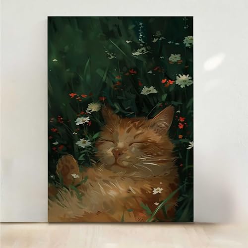 Blume Diamond Painting, 5D Katze Diamond Painting Erwachsene Diamant Malerei DIY Steine Kristall Kunst Bastelnset Erwachsene Anfänger Set, zur Zimmer Wanddeko, Geschenke für Frauen 60x80cm PjY2811 0-D von RNXAOPEN