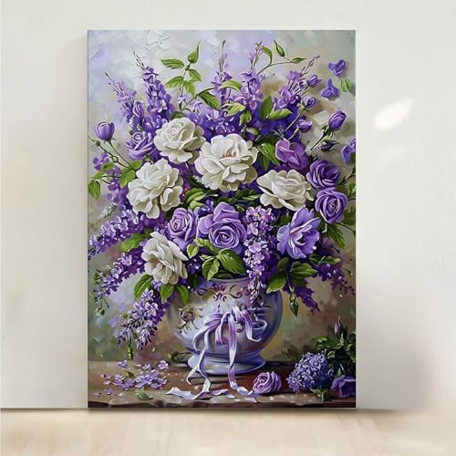 Blumen Diamond Painting, 5D Blume Diamond Painting Erwachsene Diamant Malerei DIY Steine Kristall Kunst Bastelnset Erwachsene Anfänger Set, zur Zimmer Wanddeko, Geschenke 80x100CM PjY3551 X-3 von RNXAOPEN