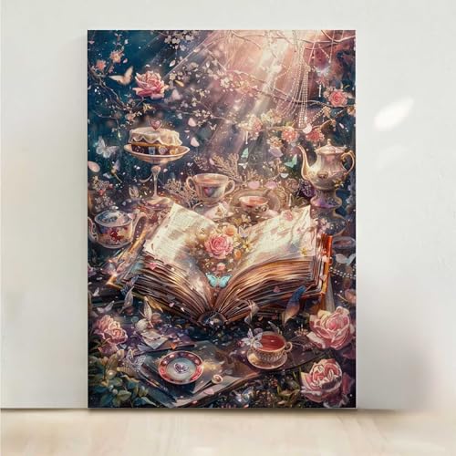 Buch Diamond Painting, 5D Blume Diamond Painting Erwachsene Diamant Malerei DIY Steine Kristall Kunst Bastelnset Erwachsene Anfänger Set, zur Zimmer Wanddeko, Geschenke für Frauen 80x100CM PjY5307 7-X von RNXAOPEN