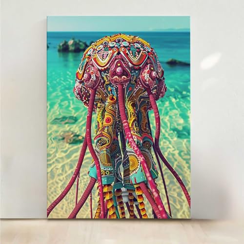 Diamond Painting Erwachsene Abstrakt Diamant Painting Bilder Qualle 5D DIY Mosaikherstellung Basteln Erwachsene Anfänger Set für Heim Schlafzimmer Deko Wohnzimmer, Geschenke 60x80cm PjY7800 Z-M von RNXAOPEN