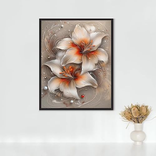 Diamond Painting Erwachsene Anlage Diamond Painting Blume DIY Vollbohrer Diamant Malerei Set Anfänger, Diamant Kunst Malerei Stickerei Set, Wanddeko und Zimmer Deko, Geschenke (30x40cm) PJY2 A-B von RNXAOPEN