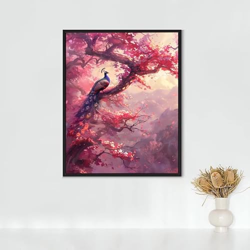 Diamond Painting Erwachsene Anlage Diamond Painting KirschblüTenbaum DIY Vollbohrer Diamant Malerei Set, Diamant Kunst Malerei Stickerei Set, Wanddeko und Zimmer Deko, Geschenke 60x80CM PJY5 0-4 von RNXAOPEN