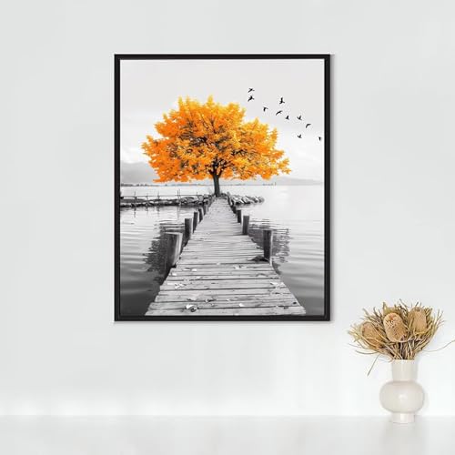 Diamond Painting Erwachsene Anlage Diamond Painting Orange Farbe DIY Vollbohrer Diamant Malerei Set Anfänger, Diamant Kunst Malerei Stickerei Set, Wanddeko und Zimmer Deko, Geschenke 90x120CM PJY9 M-9 von RNXAOPEN