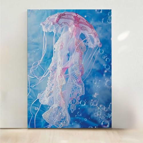 Diamond Painting Erwachsene Biologie Diamant Painting Bilder Qualle 5D DIY Mosaikherstellung Basteln Erwachsene Anfänger Set für Heim Schlafzimmer Deko Wohnzimmer, Geschenke 70x95CM PjY7368 7-1 von RNXAOPEN