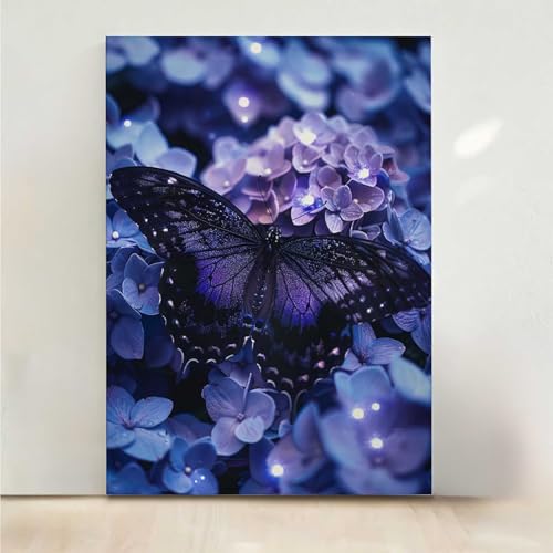 Diamond Painting Erwachsene Blume Diamant Painting Bilder Schmetterling 5D DIY Mosaikherstellung Basteln Erwachsene Anfänger Set für Heim Schlafzimmer Deko Wohnzimmer, Geschenke 60x80CM PjY5452 V-B von RNXAOPEN